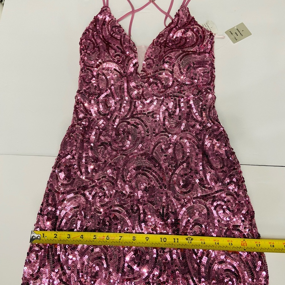 Gorgeous CAMILLE Pink Sequin Gown Sz0 Backless Prom Formal New Years Holiday - Picture 16 of 17